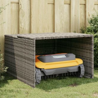 vidaXL Caseta De Robot Cortac&eacute;sped Rat&aacute;n Sint&eacute;tico Gris 86x90x52/57cm Vidaxl