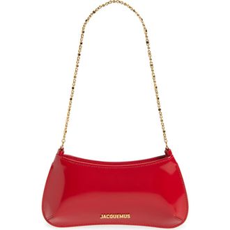 Jacquemus Le Petit Bisou Chaine Patent Shoulder Bag in Red /Gold 47G at Nordstrom