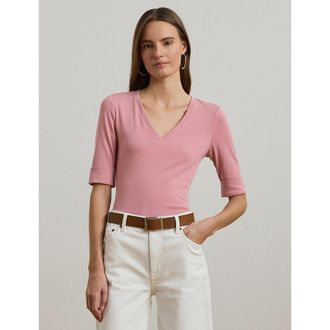 Ralph Lauren T-shirt met 3/4-mouwen en V-hals