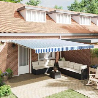vidaXL Vidaxl - Toldo Retr&aacute;ctil With Azul Y Blanco 4.5 X 3 M Tela Y Metal