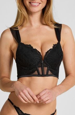 Hunkem&ouml;ller Whitney Padded Underwire Bustier in Caviar at Nordstrom, Size 32A
