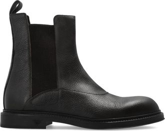 Emporio Armani Gegreineerde leren Chelsea boots - Heren - Chelseaboots - Bruin - 42 1/2 EU - Leer - Schoenen