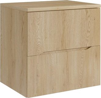 Vente-Unique Mueble de ba&ntilde;o suspendido estriado con encimera - Natural claro - 60 cm - ORISO