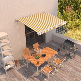 vidaXL Toldo Autom&aacute;tico Retr&aacute;ctil Amarillo Y Blanco 300x250 Cm Vidaxl