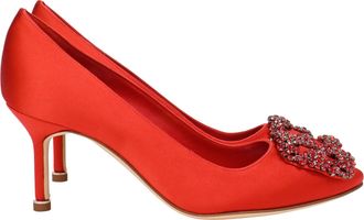 Manolo Blahnik Hangisi 70 Pumps in Red Satin