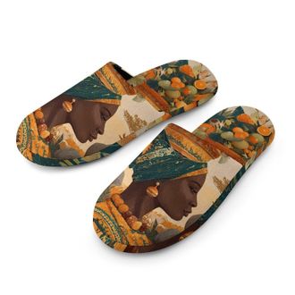 Generic Savanna African Woman Animal World Mens House Slippers Slip Indoor Slipper On Shoes Warm Outdoor