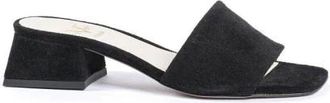 19V69 Heeled Mules, female, Black, 4 UK, Black Leather Sandal with 4 cm Heel
