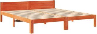 vidaXL Vidaxl - Cama Sin Colch&oacute;n Madera Maciza De Pino Marr&oacute;n Cera 160x200 Cm
