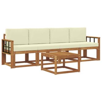 vidaXL Conjunto De Sof&aacute;s De Exterior Con Coj&iacute;n 5 Pcs Natural Y Crema Vidaxl