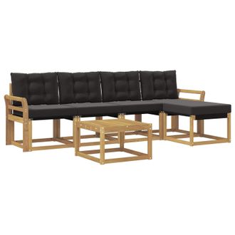 vidaXL Conjunto De Sof&aacute;s De Exterior Con Coj&iacute;n 6 Pcs Blanco Y Negro Vidaxl