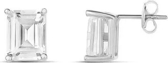 SHYMI Emerald Cut Prong Set Stud Earrings in Silver at Nordstrom