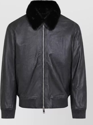 Yves Salomon leather bomber jacket