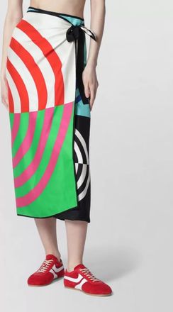 Dries Van Noten mid length wrap skirt color block