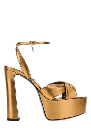 Saint Laurent Golden Ankle-strap Heels