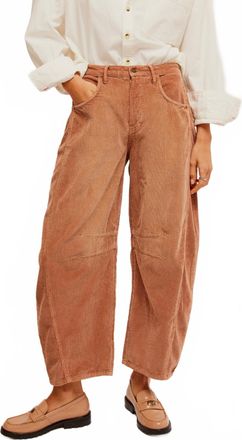 Free People Good Luck Mid-Rise Barrel Pant In Brown