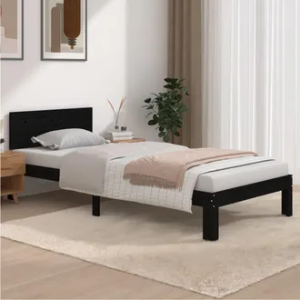 vidaXL Vidaxl - Estructura De Cama Sin Colch&oacute;n Madera De Pino Negro 90x200 Cm