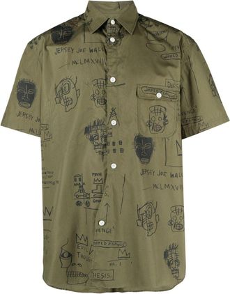 Junya Watanabe graphic-print short-sleeve shirt - men - Cotton - L - Green