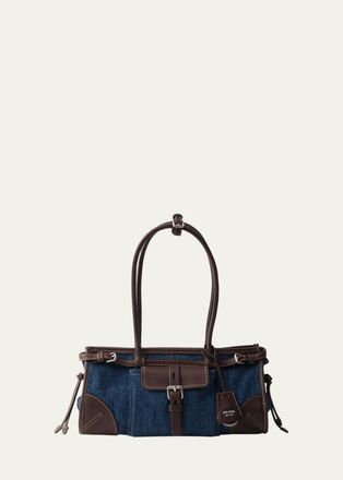 Prada Bonnie Medium Denim and Leather Shoulder Bag