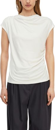 Comma Rundhalsshirt COMMA, Damen, Gr. 36, wei&szlig;, Single Jersey, Obermaterial: 100% Viskose, unifarben, tailliert h&uuml;ftbedeckend, Rundhals, Shirts Rundhalsshir