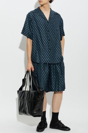 Balmain Silk Shirt, Mens, Navy Blue