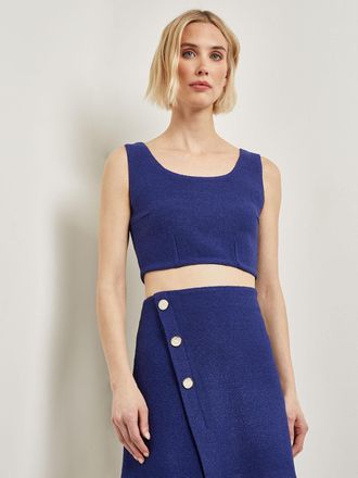 Misook Modern Fit Boucle Knit Cropped Tank Top