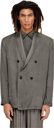 Diesel Blazer in treated fluid viscose - Jackets - Man - Grey