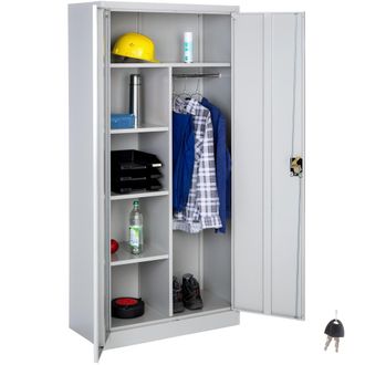 TecTake Armario archivador de acero con cierre 180 x 80 x 40 cm gris
