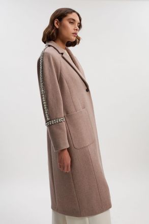 Karen Millen Womens Wool Embellished Oversize Tailored Coat - Rose - Size 10 UK