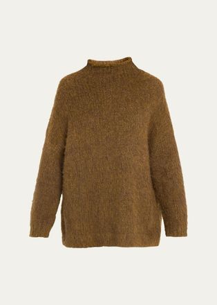 Vince Mock Turtleneck Brushed Wool-Blend Oversized Sweater