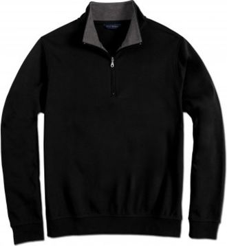 Scott Barber Pima Interlock Zip Mock, Black