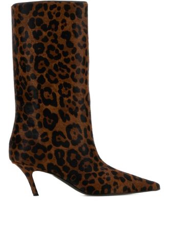 Amina Muaddi 60mm Fiona animal-print boots - Brown