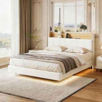 OEM Lit 160x200 Cm, Usb, Led Rgb, Saco De Tela, Marco De Cama Para Adultos 160x200 Cm, Pu, Blanco
