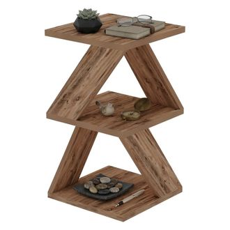 Dmora Mesa De Centro Serino, 2 Compartimentos, Rectangular, Tono Roble Nudos, 30x30x54h Cm Marr&oacute;n Roble Nudos