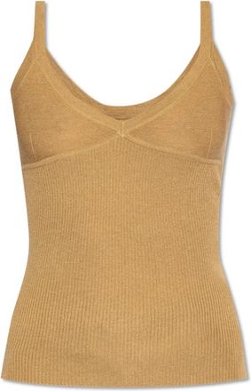 Max Mara Top Gallura - Dames - Tops zonder mouwen - Beige - XS - Kasjmier - Tops