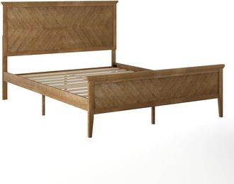 Flash Furniture Queen Size Solid Wood Platform Bed Frame, Light Brown