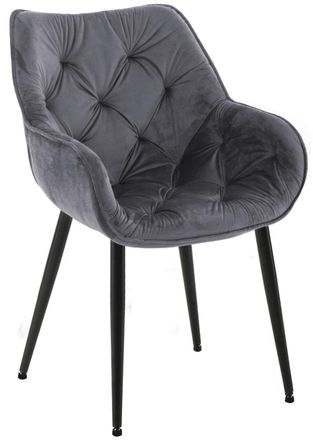 Clp Silla con patas de metal y asiento en Terciopelo Gris oscuro