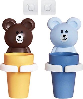 OEM Juego De Vasos De Pl&aacute;stico Para Cepillos De Dientes, 2 Piezas, Soporte Para Cepillos De Dientes Sin Taladro