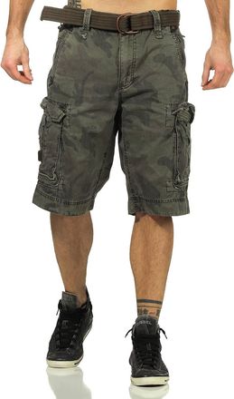 Jetlag Jet Lag Mens Take Off 7 Bermuda Cargo Shorts with Belt, green camo, 40W