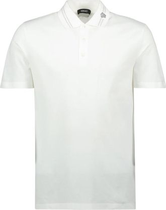 Versace Medusa Geborduurde Polo Shirt - Heren - Polos - Wit - M - Katoen - Tops