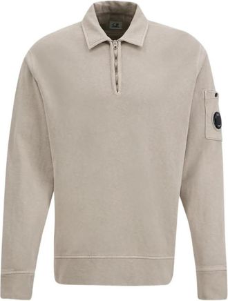 C.P. Company Grey Solid Shirt Collar Polo