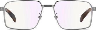 David Beckham 57mm Rectangular Optical Glasses in Ruthenium Havana at Nordstrom