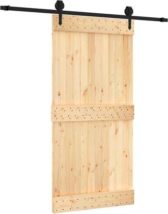 vidaXL Puerta Corredera Natural Y Negro 100 X 210 Cm Vidaxl