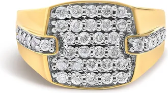 House of Brilliance Mens 14K Yellow Gold Plated Sterling Silver 1.0 Cttw Diamond Geometric Band Ring