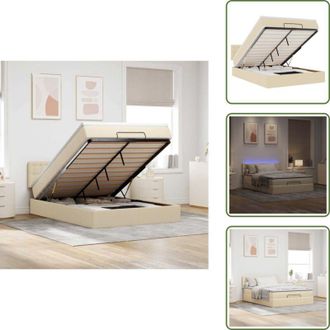 vidaXL Coprimaterasso - vidaXL Pouf Letto con Materasso e LED Crema 140x190 cm - Letto con testiera