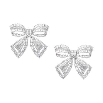 Self Portrait Crystal Bow Earrings - Dames - Oorbellen - Grijs - ONE Size - Accessoires