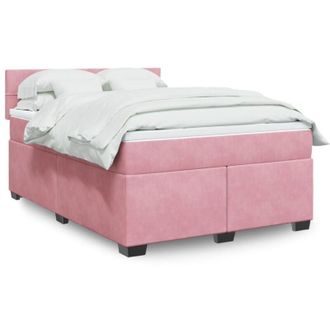 vidaXL Cama Box Spring Con Colch&oacute;n Terciopelo Rosa 160x200 Cm Vidaxl