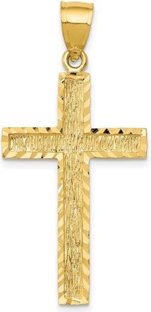 Diamond2Deal 14k Yellow Gold Diamond-cut Cross Pendant