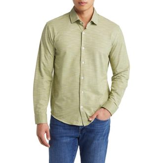 Stone Rose Slub Knit Button-Up Shirt in Sage at Nordstrom Rack, Size Xxx-Large