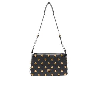 Pinko Triplet Mini Studs Vite - Dames - Schoudertassen - Zwart - ONE Size - Katoen - Tassen