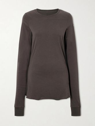 Rick Owens + Moncler Maglia In Jersey Di Cotone Con Logo Applicato Girder - Marrone